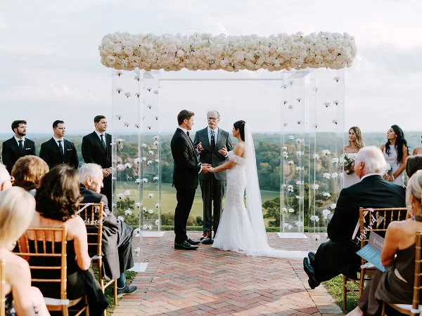 Bride & Blossom wedding ceremony chuppah floral installation, New York