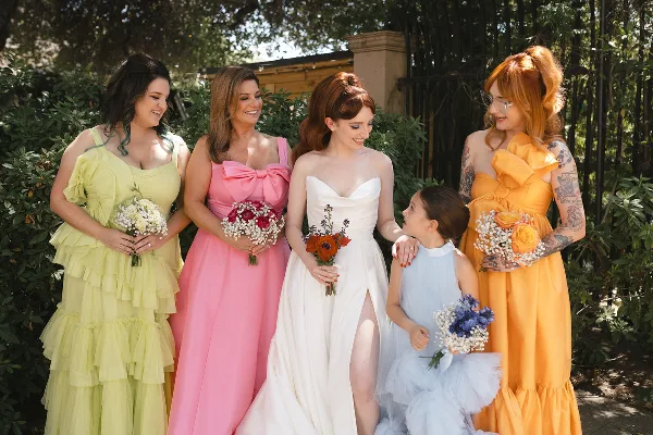 Bride and Bridesmaids with soft glam wedding hair and makeup by pacheco beauty in southern california.