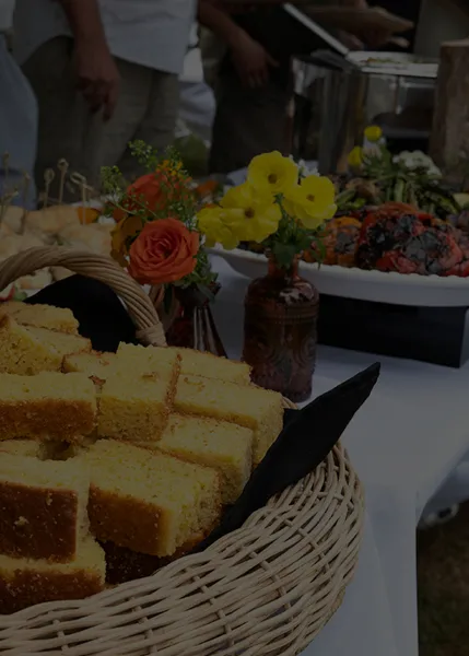 Madison & Pearl Catering buffet spread of cornbread and roasted vegetables, Albany New York