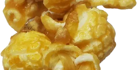 Close-up of caramel-coated gourmet popcorn kernels