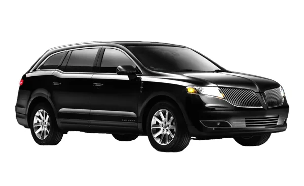 A black Lincoln MKT luxury SUV parked on a white background.