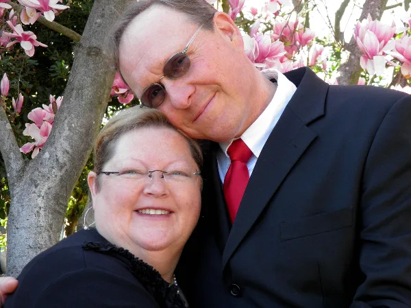 Portrait of Lori Levisen and Bob Waegell, the Sacramento area wedding officiants.