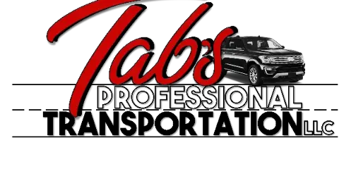 Logo for Tab's Professional Transportation featuring a black SUV