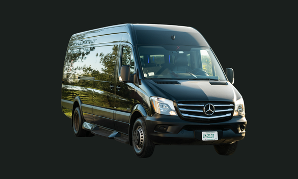 A black Mercedes-Benz Sprinter van parked outdoors.
