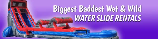 Large red and blue inflatable water slide rental