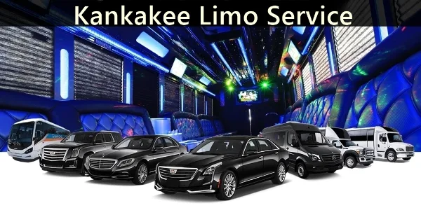 A lineup of various vehicles including sedans, SUVs, vans, and a party bus, with a party bus interior in the background.