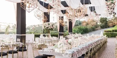 Wedding rentals setup shown on the Always A Party rentals website