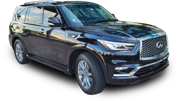 A black Infiniti QX80 luxury SUV parked outdoors.