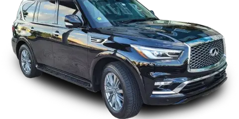 A black Infiniti QX80 luxury SUV parked outdoors.