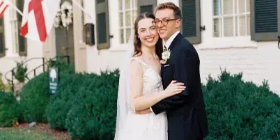 Bride and groom at the Weeden House in Huntsville, Alabama
