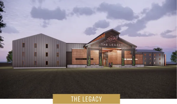 Exterior view of The Legacy event venue at Log Still Distillery