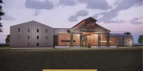 Exterior view of The Legacy event venue at Log Still Distillery