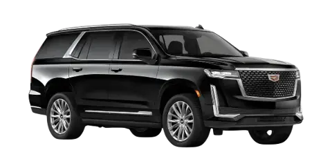A black Cadillac Escalade SUV shown in a three-quarter front view.