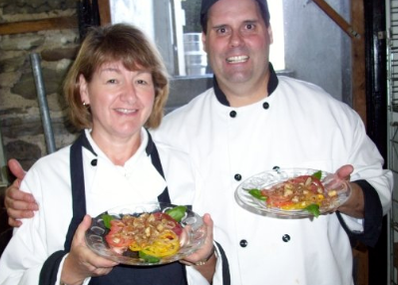Lynn and Chef Ron, hosts of Flying Pig Roast catering