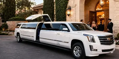 Bravo Limo - white Cadillac Escalade limousine