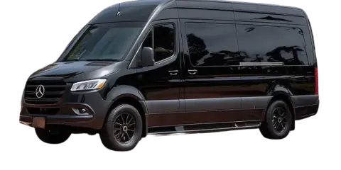 Black Mercedes Sprinter luxury passenger van