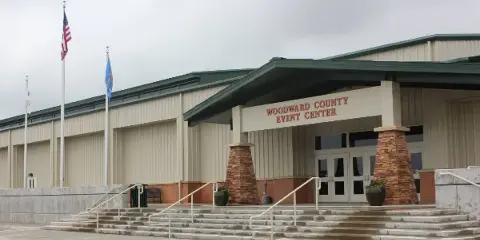 Exterior view of the Woodward County Event Center building entrance