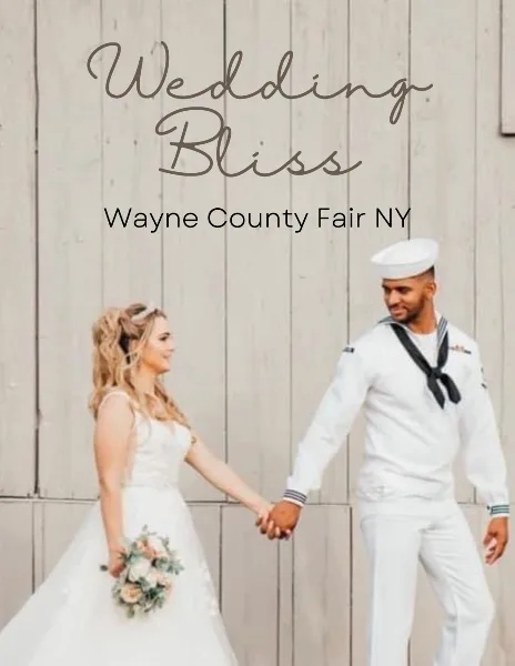 A bride and groom holding hands in front of a rustic wooden wall.