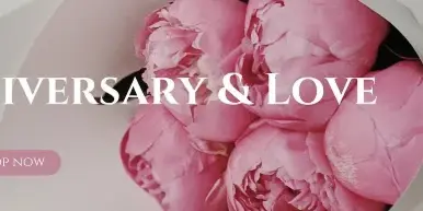 A close-up photograph of a bouquet of pink peonies wrapped in white paper.