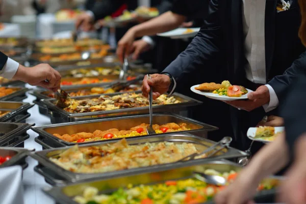 Catering buffet at Bolzy's Catering, Hamilton NY