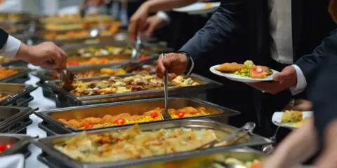 Catering buffet at Bolzy's Catering, Hamilton NY