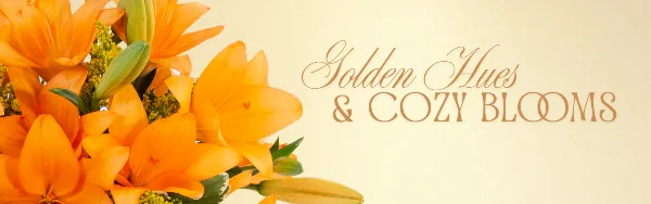 A close-up photograph of a fresh flower arrangement featuring vibrant orange lilies and green buds.