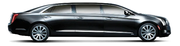 Side profile of a black luxury sedan on a black background