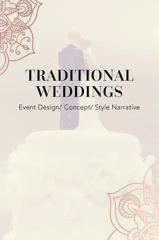 A couple in wedding attire, with the text 'TRADITIONAL WEDDINGS' overlaid.