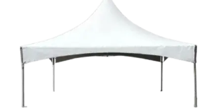 A white pop-up event canopy tent with a metal frame.