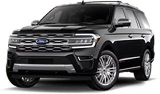 A black Ford Expedition SUV, part of the King Transportation fleet.