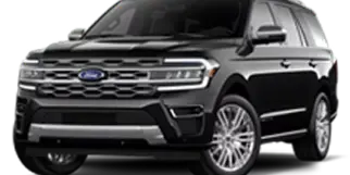 A black Ford Expedition SUV, part of the King Transportation fleet.