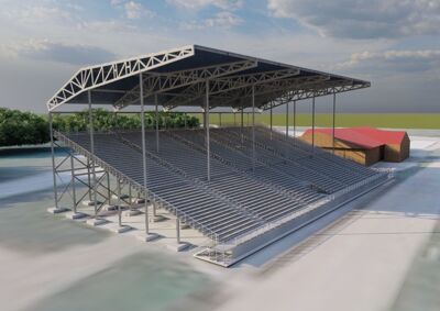 Architectural rendering of the new grandstands at Harrison County Fairgrounds