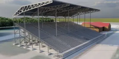 Architectural rendering of the new grandstands at Harrison County Fairgrounds